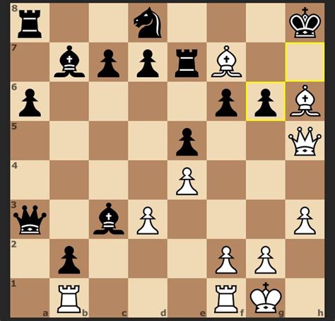 white to play and mate in 3 1 bg7 kg7 forced 2 qg6 either kf8 or kh8 3 qg8 solution