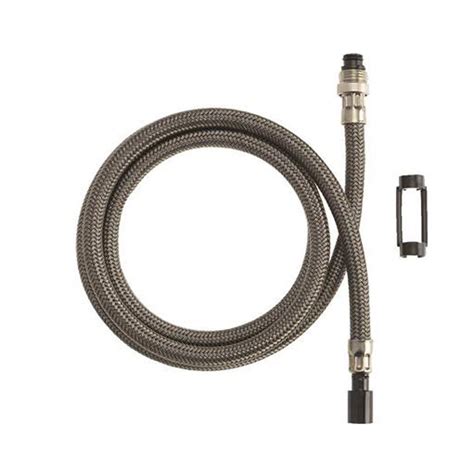Hi cut the sprayer head off the old hose then using some fishing line tie the end of the new spray line to the cut off end of the old line in a straight line(_____ _). BrassCraft Delta Quick Connect Hose Assembly-SFD1972 - The ...