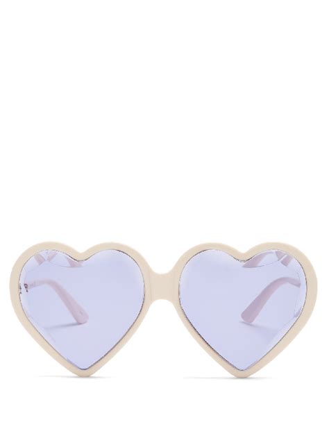 gucci 60mm heart sunglasses ivory violet in white modesens