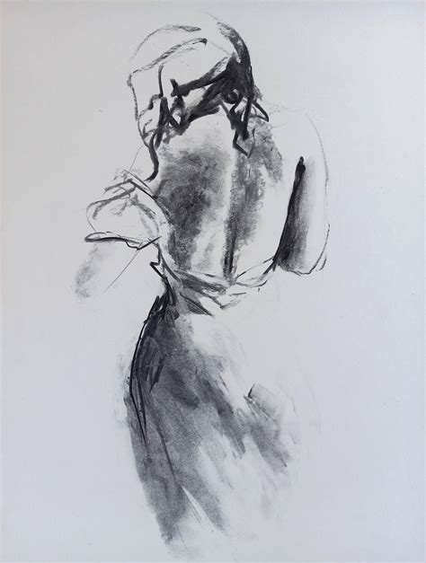 Woman Art Print Charcoal Drawing Of Woman Pencil Art Nude Back Etsy