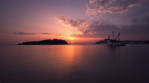 Wallpaper Trees Landscape Forest Ship Sunset Sea Bay Water
