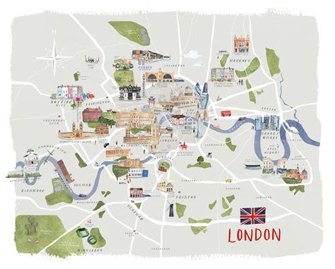 Map Of London Illustrated Art Print Available With Etsy