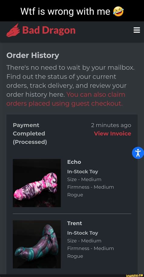 Wtf Is Wrong With Me Bad Dragon Order History There S No Need To Wait By Your Mailbox Find Out