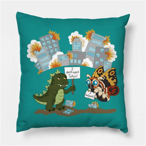 Bad Godzilla And Mothra Godzilla Pillow Teepublic