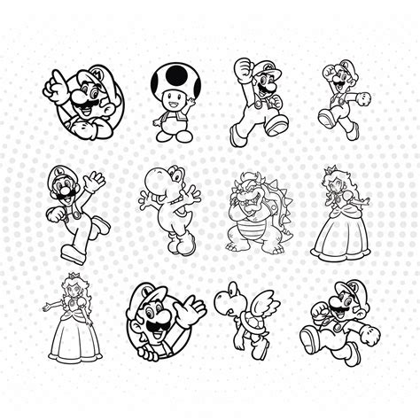 Scrapbooking Silhouettes Super Mario Outline Svg Png Paper Crafts Dxf