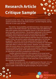 Article critiques can be referred to as objective types of analysis of scientific or literary pieces. Pin by Qualitative Critique Samples on Qualitative ...