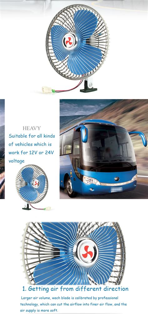 Car Fan Auto Fan 8 Inch Portable Oscillating Car Fan 12v Dc Or 24v Dc With Semi Enclosed Grille