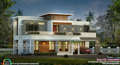 1800 Square Feet 3 Bedroom Flat Roof Contemporary Kerala Home Design