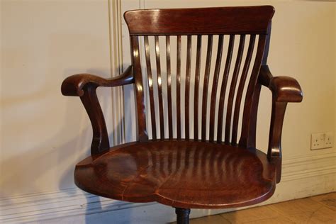 Brown swivel home office desk chair. SOLD/19C OAK SWIVEL & RECLINING DESK CHAIR - Antique ...