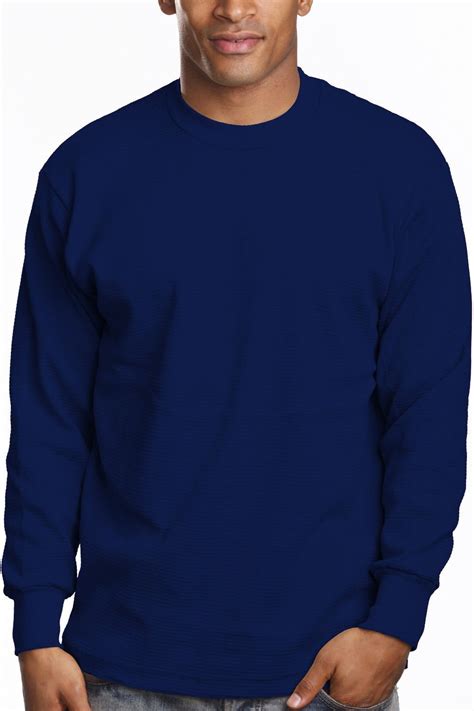 Navy Blue Long Sleeve Heavy Weight Thermal T Shirt Long Sleeve Thermal