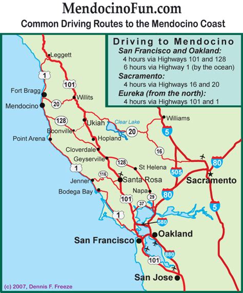 Driving Map For Mendocino Coast California Dreamin Northern