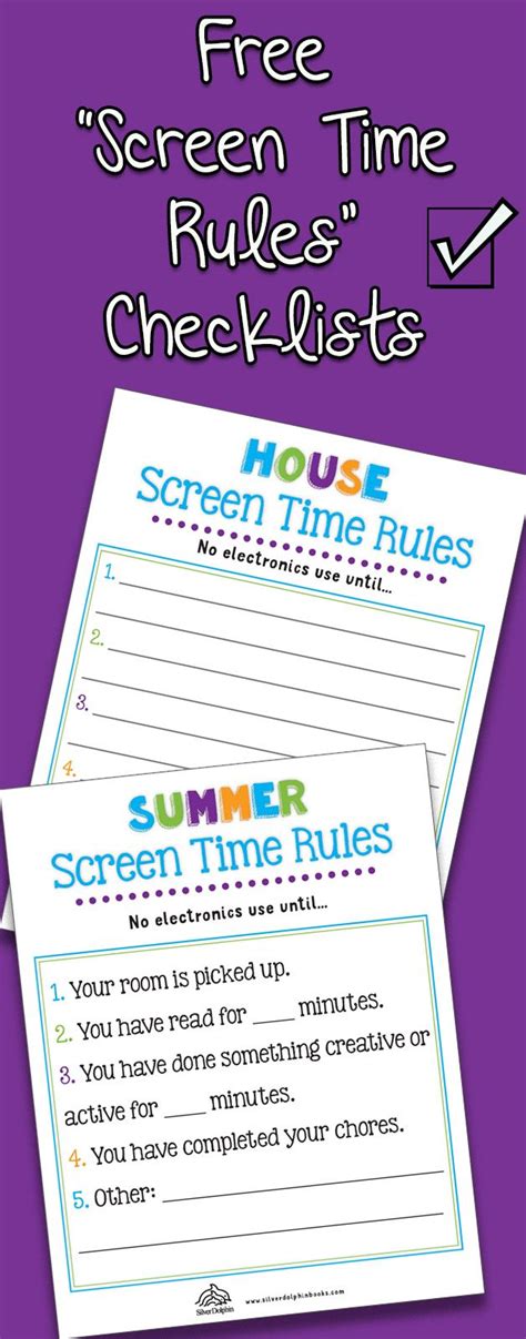 Screen Time Rules Checklist Screen Time Rules Screen Time Rules Kids