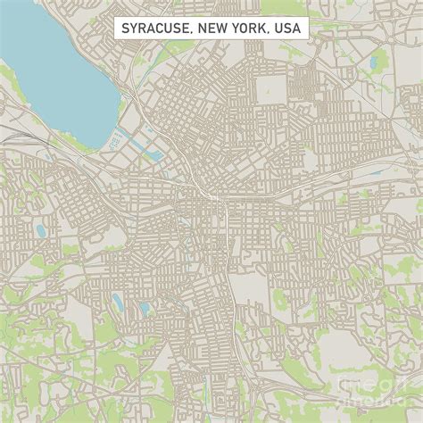 Syracuse New York Us City Street Map Digital Art By Frank Ramspott