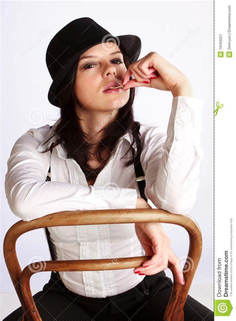 Gangster Girl Sitting On Chair Stock Image Image Of