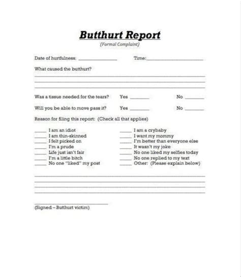 Butthurt Report Form Internet Version
