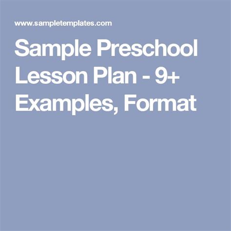 Sample Preschool Lesson Plan 9 Examples Format Preschool Lesson