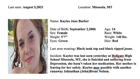 14 Year Old Missoula Girl Reported Missing