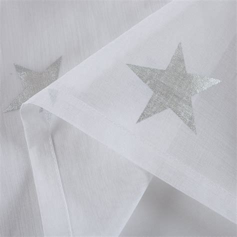 Ordering was simple and measure made so easy. Kotile Silver Star Print 63 inch Length 2 Panels White ...