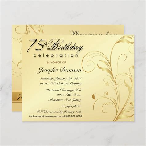 Elegant 75th Birthday Surprise Party Invitations Zazzle