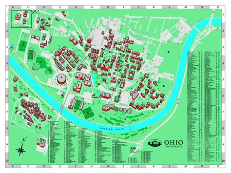 Campus Map Ohio University Ohio Athens Ohio