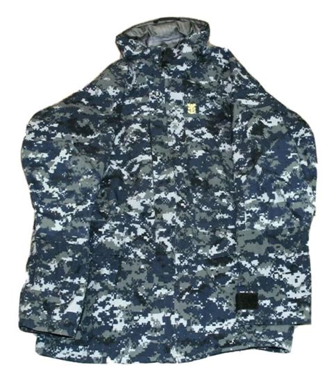 Us Navy Blue Digital Camo Working Parka Rain Jacket Goretex Size Large