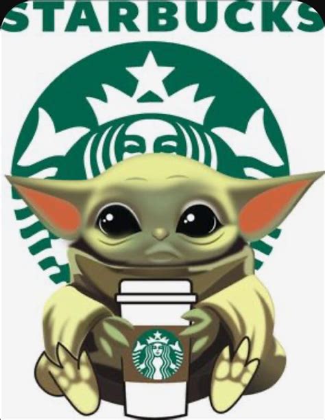 Baby Yoda Has A Starbucks Coffee Yoda Wallpaper Cute Cartoon