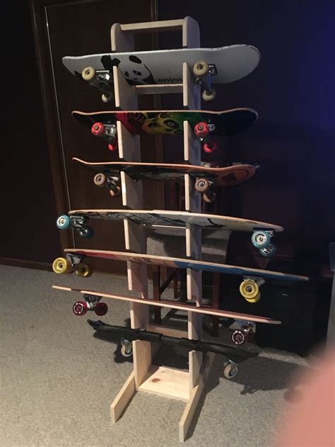 Skateboard Rack Diy Wood Holding Seven Skateboards Its 5 And A Half