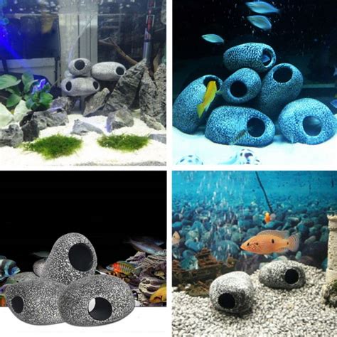 Pet fish types and care. Funny Fish Tank Ceramic Rock Stone Cave Pond Ornament ...