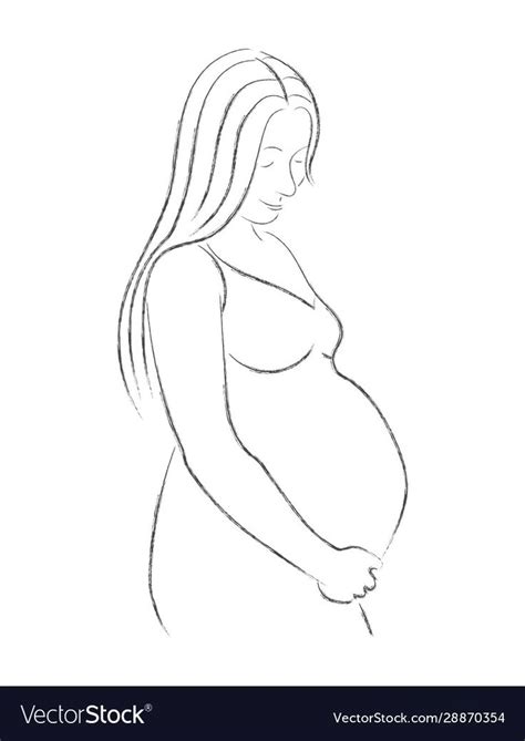 pencil drawing a pregnant woman isolated on a vector image on vectorstock in 2020 pencil