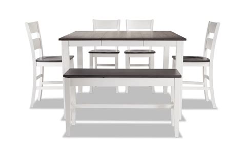 Blake Gray And White 6 Piece Counter Set With Storage Bench Counter Set Dining Room Sets