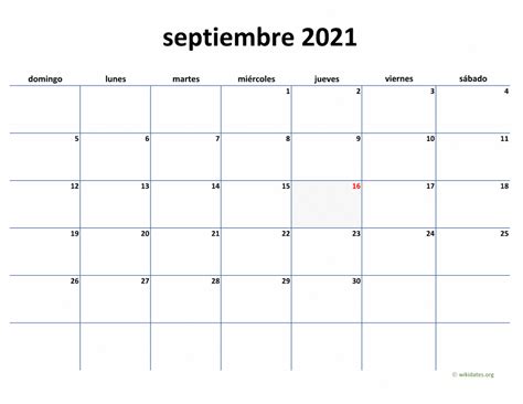 Calendario Septiembre 2021 De México