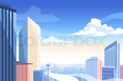City View With High Skyscrapers Stock Vector Colourbox
