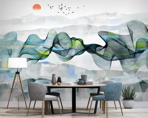 Beibehang Custom 3d Wallpaper Mural Abstract Lines Ink Landscape Tv