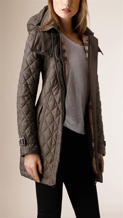 Lyst Burberry Diamond Quilted Coat In Gray