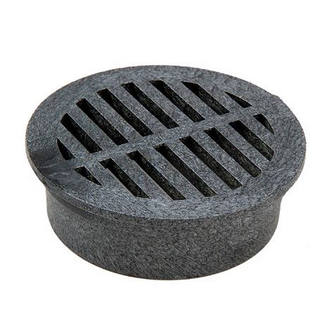 Drain cover, for use with floor drains, length (in.) 5, includes (4) screws. NDS 4 in. Round Grate - Black-11 - The Home Depot