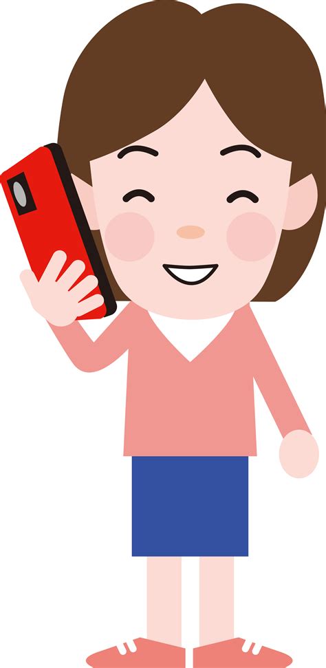 赤いスマートフォンで話している女性 イラストのフリー素材集 ピクサイ