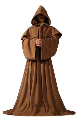 Monk Costume Robe Cross And Wig Fancy Dress Medieval Habit Friar Tuck