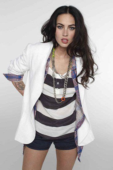 Megan Fox White Blazer And Stripped Shirt Megan Fox Photoshoot