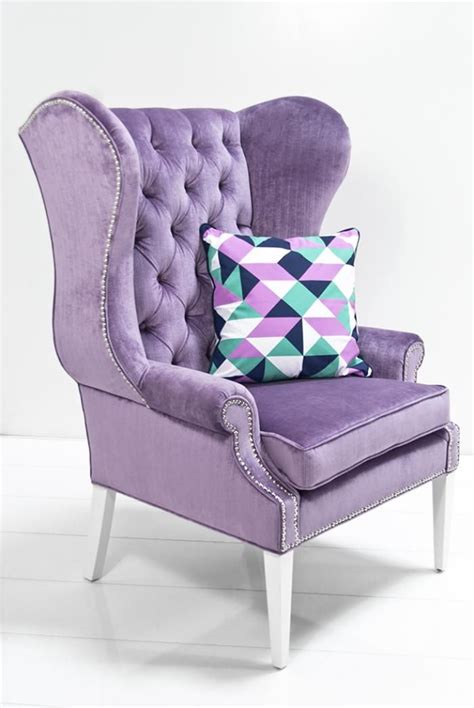 Swan Wing Chair In Lavender Velvet Wing