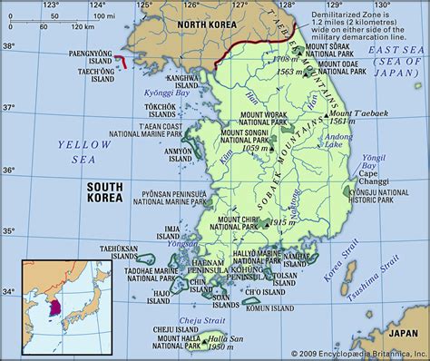 Korea Description The Physical Map Of South Korea Sho