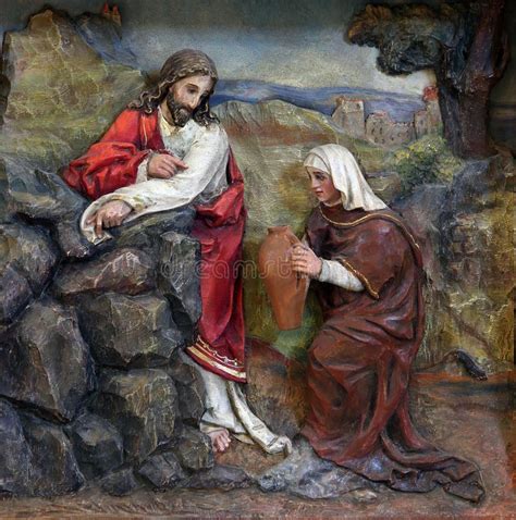 Jesus And Samaritan Woman At The Fountain Stock Photo Image Of