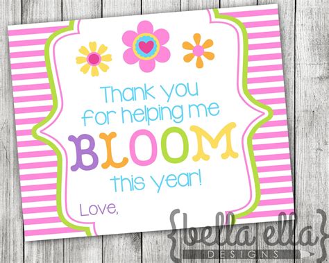 Thank You For Helping Me Bloom Free Printable