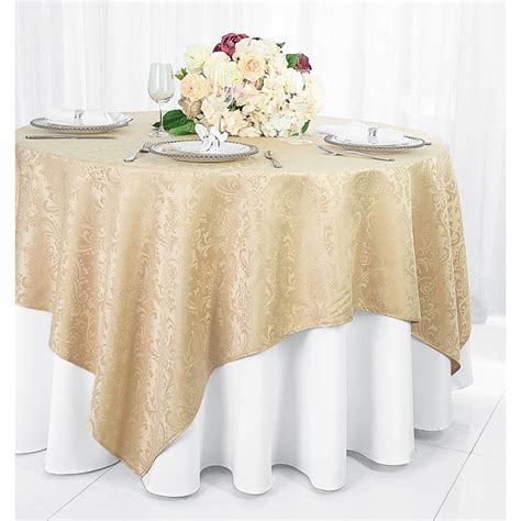 Wedding Linens Inc 72 Square Damask Jacquard Polyester Table Overlays Champagne Walmart