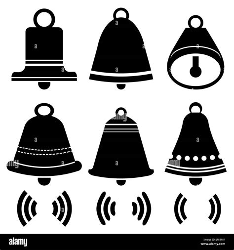 Bell Silhouettes Icons Isolated On White Background Stock Vector Image