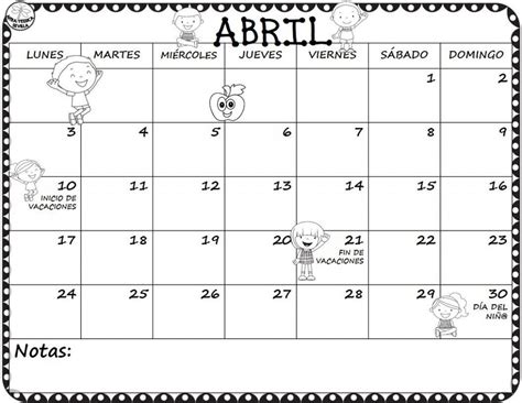 Lindos Y Creativos Diseños De Los Calendarios Del Mes De Abril Educación Primaria