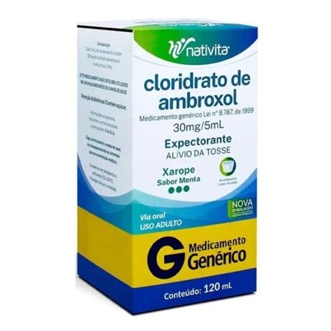 Cloridrato de Ambroxol Xarope Nativita Farmacêutica mg mL caixa com