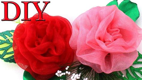 Diy Organza Rose Розы из органзы канзаши мк Розы Цветы