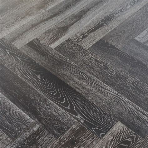 Maxi Herringbone Oak Smoked Brushed Grey Oiled Engineered Wood Flooring