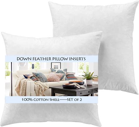 Set Of 2 26x26 Euro Pillow Inserts Down Feather Pillow Inserts White