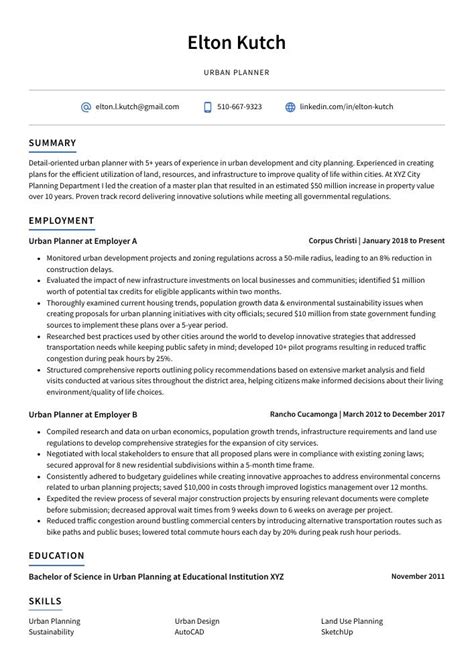 Urban Planner Resume Cv Example And Writing Guide